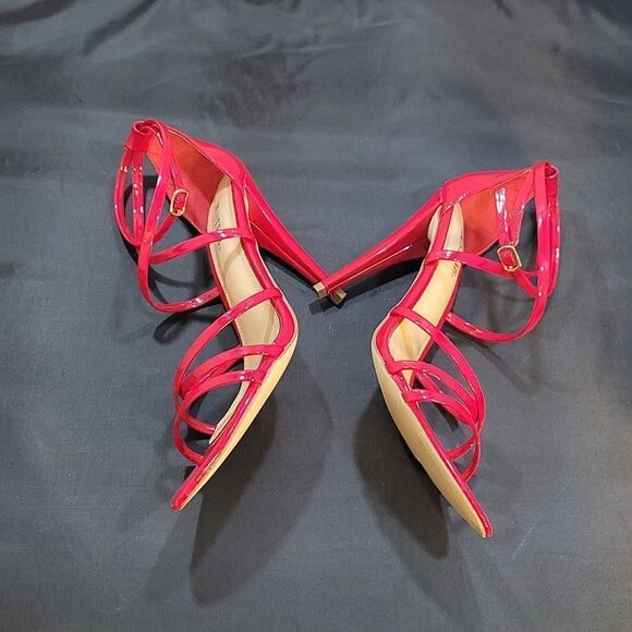 BRAND NEW JUSTBAF GLOSSY FAUX PATENT LEATHER STRAPPY STILETTO ANKLE STRAP SANDAL - Picture 10 of 16